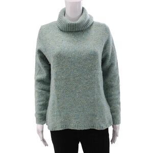 Cullen Womens Pullover Blue Cowl Neck Long Sleeve Solid Acrylic Size S